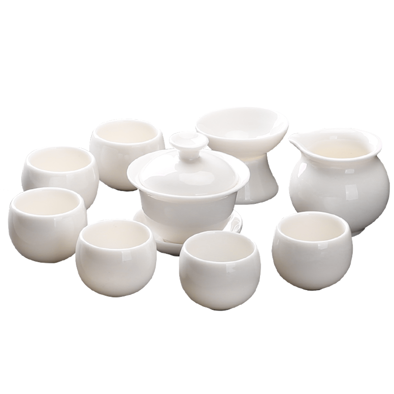 MULTIPOTENT功夫茶具套组中国白瓷手工羊脂玉 罗汉杯套装(9头)精美伴手礼盒