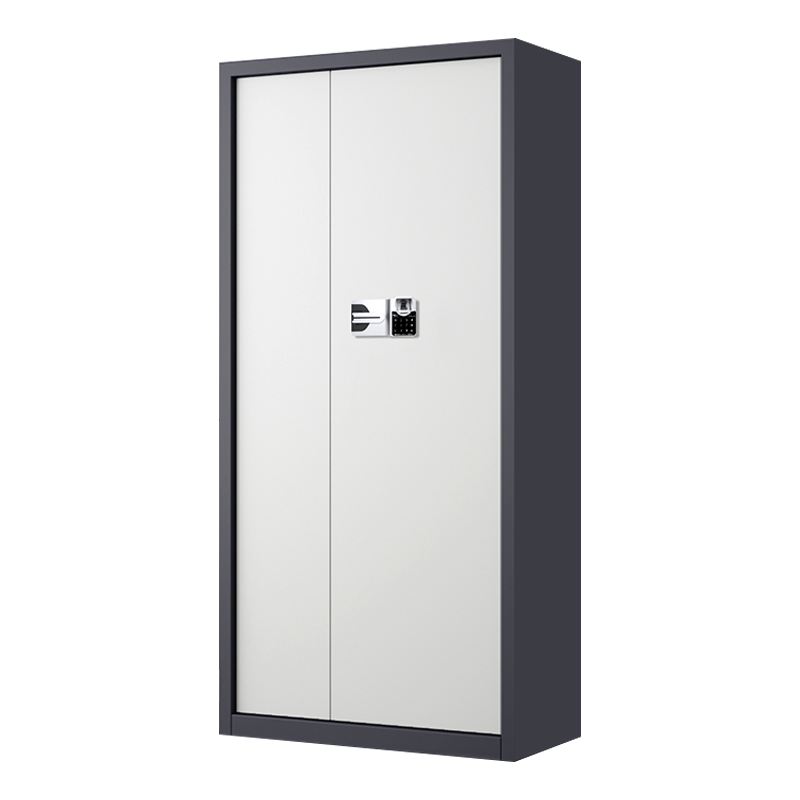 帅畅指纹电子保密柜钢制密码文件柜档案柜矮柜资料柜办公柜通门灰白色:国保指纹锁