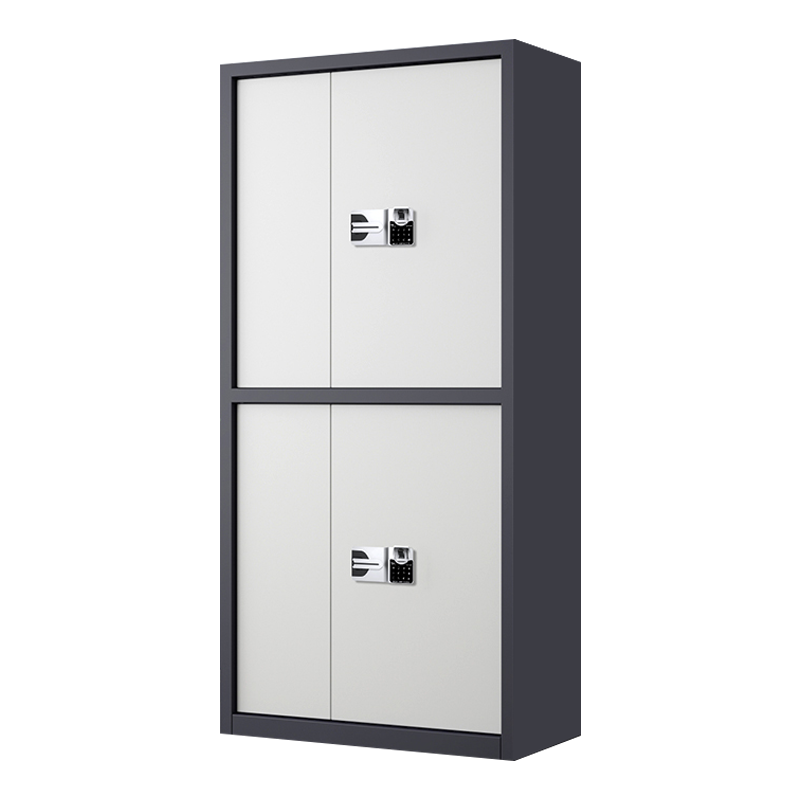 帅畅指纹电子保密柜钢制密码文件柜档案柜矮柜资料柜办公柜通双节灰白色:国保指纹锁