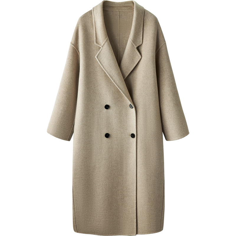 雪米贝奴双面羊毛呢大衣女中长款2024年秋冬新款气质百搭呢子外套