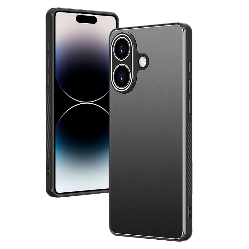 BOEEK适用于苹果16 Plus手机壳苹果16Pro Max金属防摔散热磨砂简约男女减震镜头全包保护套自带镜头膜