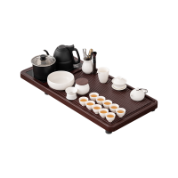 苏氏陶瓷(SUSHI CERAMICS)茶具套装电木色款自动烧水壶一体茶盘茶台配整套高品质羊脂玉茶杯