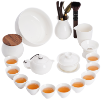 苏氏陶瓷(SUSHI CERAMICS)羊脂玉白瓷功夫茶具套装中国白三才盖碗泡茶壶茶洗茶叶罐六君子(安全包装)