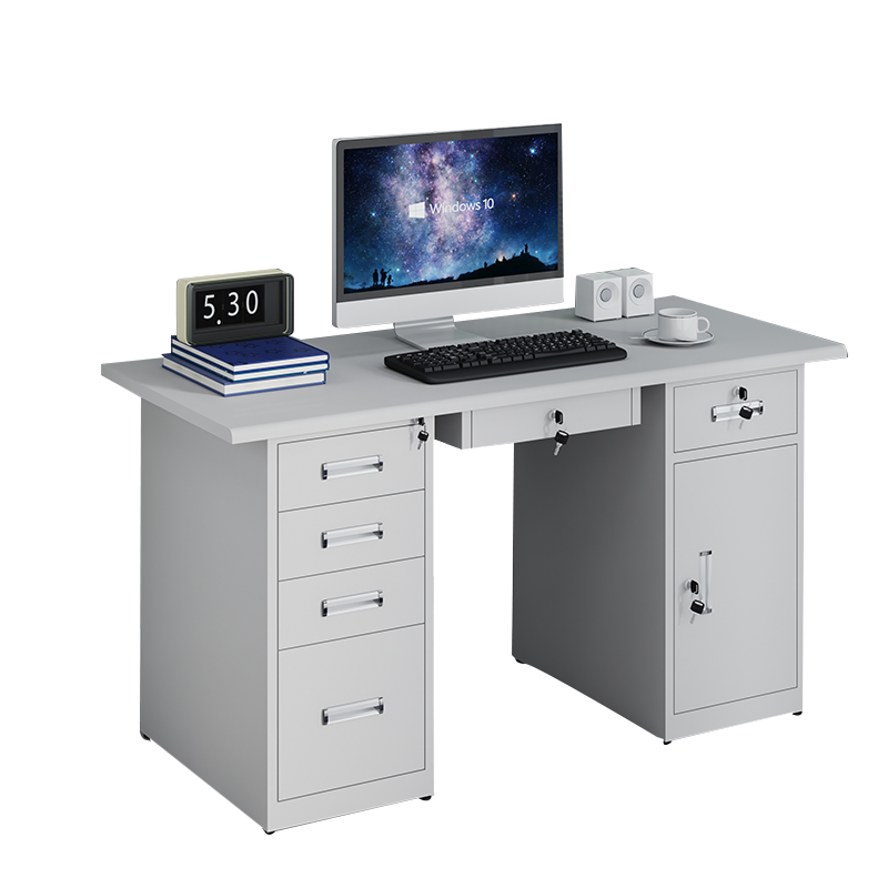 帅畅钢制桌子办公桌铁皮桌电脑桌五斗一抽一门1.2m