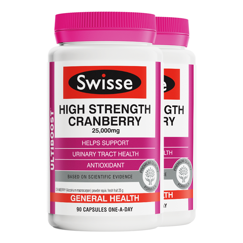 Swisse斯维诗 高浓缩蔓越莓胶囊 90粒 2瓶 25000mg 有益女性私密健康 缓解私处不适 提升泌尿系统功能