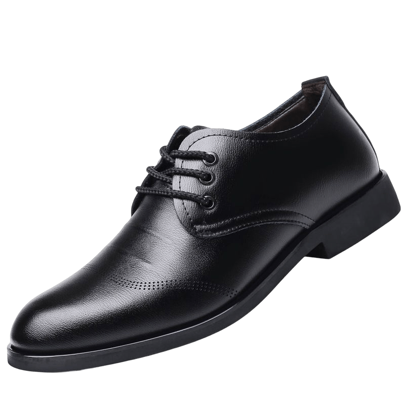 La Chessiers2025年新款男士皮鞋青年韩版正装商务透气英伦潮流百搭黑色工装男休闲鞋