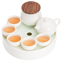 苏氏陶瓷(SUSHI CERAMICS)和氏璧功夫茶具套装羊脂玉白瓷泡茶壶翡翠玉储水茶盘茶叶罐礼盒装