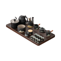 苏氏陶瓷(SUSHI CERAMICS)茶具套装自动烧水壶云海茶盘茶台配整套国潮风釉画彩千里江山茶杯