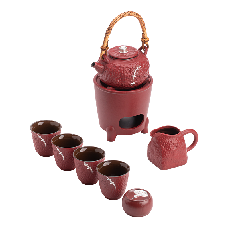 苏氏陶瓷(SUSHI CERAMICS)故宫红贞观提梁壶温茶功夫茶具套组