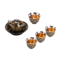 苏氏陶瓷(SUSHI CERAMICS)鎏银金枝玉叶茶壶套装非遗大师郑文强作品功夫茶具礼盒