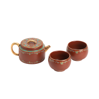 苏氏陶瓷(SUSHI CERAMICS)紫砂敦煌宝相花一壶二杯陈瑞玲老师作品