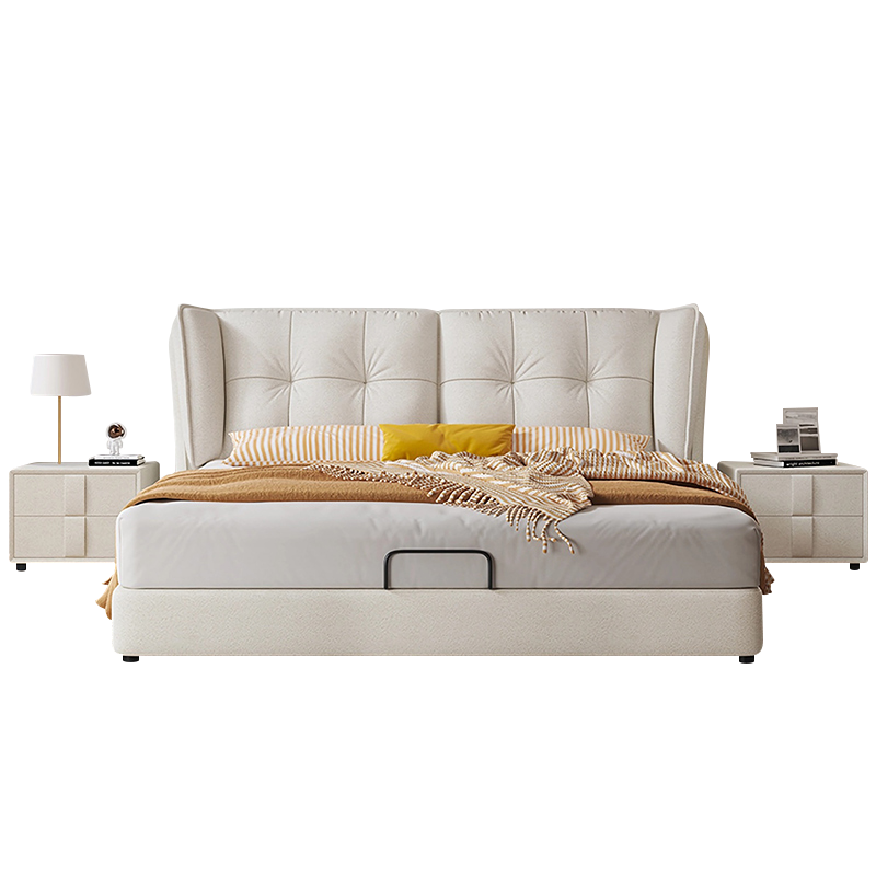 欧梵森 床 意式轻奢双人床科技布美式软床1.5米主卧床家用储物床1.8米北欧软包床欧式大床大小户型婚床现代简约实木