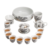 苏氏陶瓷(SUSHI CERAMICS)水墨龙腾盛世14件大套组非遗传承人苏爱珍老师作品