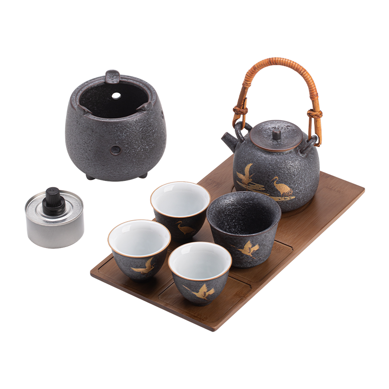苏氏陶瓷(SUSHI CERAMICS)云鹤接福提梁温茶套装功夫茶具套组