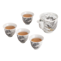 苏氏陶瓷(SUSHI CERAMICS)水墨龙腾盛世一壶四杯小套装非遗传承人苏爱珍老师作品