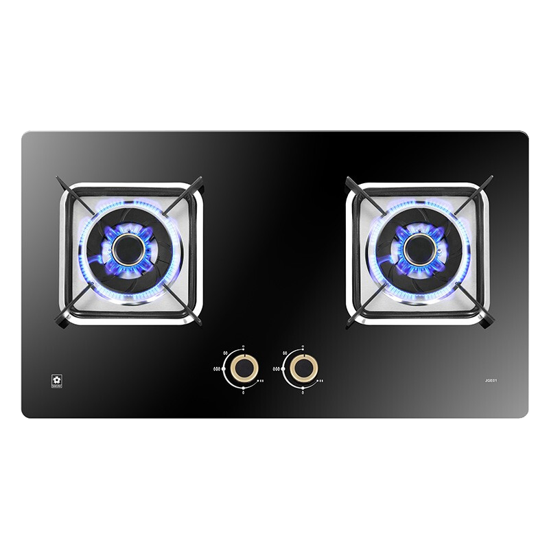 樱花(SAKURA)燃气灶5.2大火力加厚防爆钢化玻璃双灶煤气灶台嵌两用全铜火盖灶具熄火保护JGE01(天然气)
