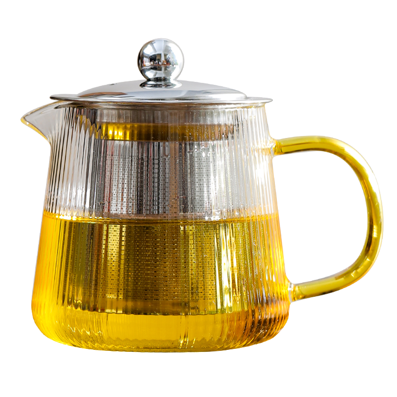 MULTIPOTENT高硼硅耐热玻璃茶壶泡花茶壶玻璃条纹钢漏泡茶壶