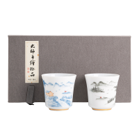 苏氏陶瓷(SUSHI CERAMICS)功夫茶杯手绘描金山水画茶杯省级陶瓷艺术大师陈建瑞手工杯主人杯对杯国潮伴手礼