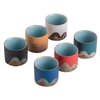 苏氏陶瓷(SUSHI CERAMICS)手绘釉画彩千里江山六色杯