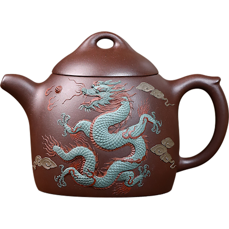 MULTIPOTENT宜兴紫砂壶老紫泥茶壶国家工艺美术师陈浩堆龙秦权300ml