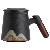 苏氏陶瓷(SUSHI CERAMICS)办公杯手绘釉画彩千里江山聚财茶隔水杯陶瓷内胆过滤中国风礼盒装
