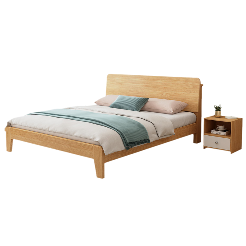 床双人床实木床北欧橡胶木实木床白色现代简约1.8米主卧双人床1.5轻奢储物榫卯床711