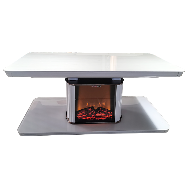 美之家电暖桌铂金140*80CM升降仿真火壁炉语音播报取暖桌电暖炉升降电暖茶几烤火桌家用长方形电炉桌客厅电烤桌