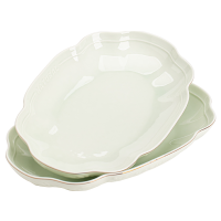 苏氏陶瓷(SUSHI CERAMICS)浮雕青瓷描金小草鱼盘菜盘12英寸2个装苏氏陶瓷(SUSHI CERAMICS)浮