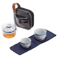 苏氏陶瓷(SUSHI CERAMICS)国潮青花心经旅行包便捷茶具 快客组