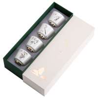 苏氏陶瓷(SUSHI CERAMICS) 羊脂玉茉莉花桂花山茶花水仙花主人杯个人茶杯套组