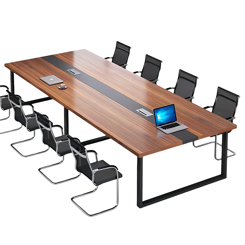 鑫升顺简约现代会议桌长桌办公家具工作台会议室长条桌办公桌椅组合2.4*1.2(米)带8椅