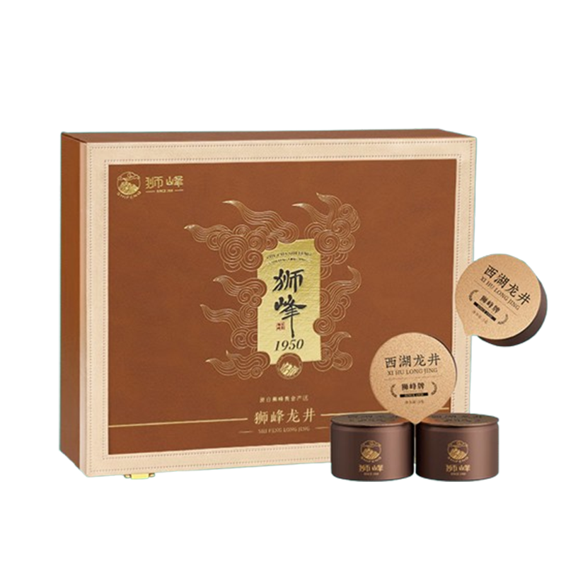 狮峰牌绿茶西湖龙井茶叶大观2号明前特级精品礼盒100g