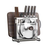 304不锈钢厨房刀架置物架台面壁挂多功能一体放菜刀菜板筷子收纳