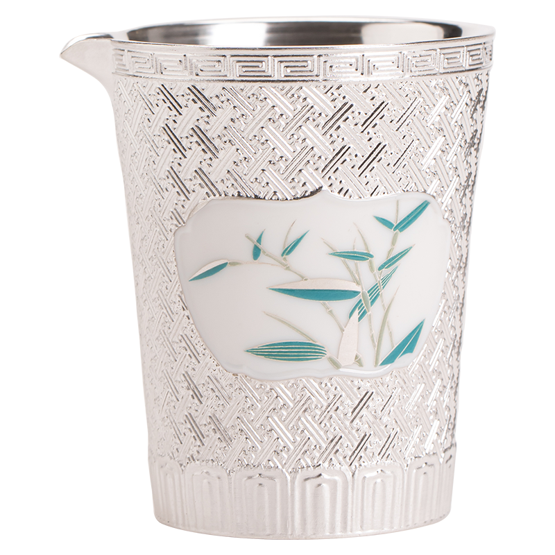 苏氏陶瓷(SUSHI CERAMICS)鎏银品竹茶海非遗大师郑文强茶具配件(ml)