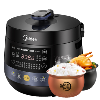 美的(Midea)电压力锅家用电高压锅圆釜双胆多功能智能预约大容量电饭煲一键排气炖肉YL50Easy202