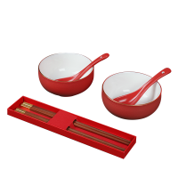 苏氏陶瓷 SUSHI CERAMICS 婚庆结婚用品 鸳鸯喜碗结婚对碗婚庆红碗筷子勺子送闺蜜实用婚庆礼品礼盒装
