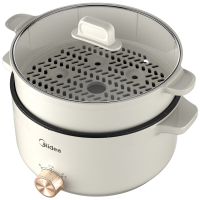 美的(Midea)电煮锅 电炒锅 电蒸锅家用多用途锅宿舍小火锅 小电锅 3L小容量电热一体锅MC-HGE2511 带蒸笼