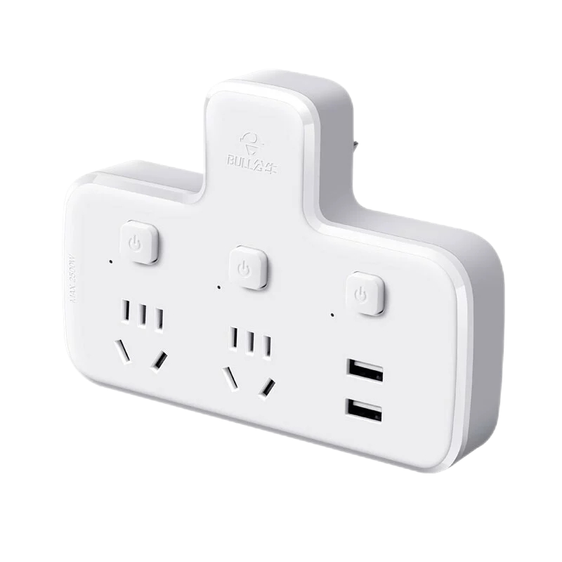 公牛(bull)GN-96023U[一转四插位]超薄扁平插头电源夹缝贴墙多功能拖线家用多孔板接插线板插座