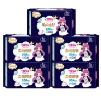 七度空间少女卫生巾超薄柔爽网面超长夜用加长338mm姨妈巾5包组合