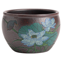 苏氏陶瓷(SUSHI CERAMICS)宜兴紫砂段泥夏荷主人茶杯品茗杯礼盒