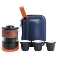 苏氏陶瓷(SUSHI CERAMICS)旅行茶具套装 经纬禅黑便捷功夫茶具 快客杯玻璃公杯陶瓷茶杯带便携包