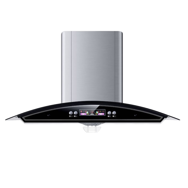 弧形老款脱排顶吸抽油烟机家用厨房体感清洗中式大吸力小户T型 2)弧形彩显款 (自行安装)