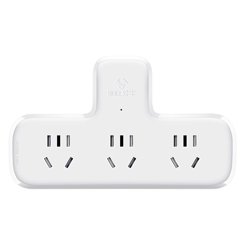 公牛(bull)GN-9603[一转三插位]超薄扁平插头电源夹缝贴墙多功能拖线家用多孔板接插线板插座