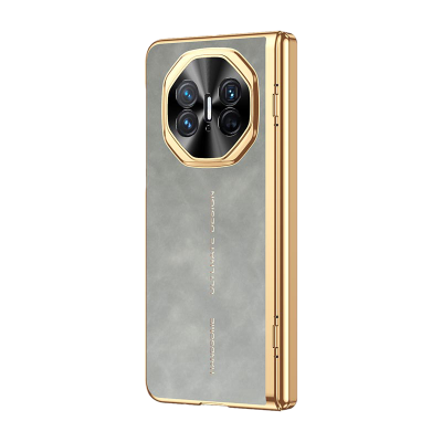 圣幻 适用于荣耀折叠magicv3名仕壳金色电镀边框翻盖硬壳荣耀magicv3壳膜一体铰链商务高级感手机壳
