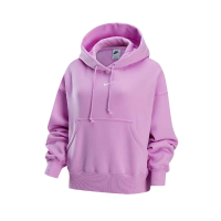 Nike耐克紫色卫衣女24冬季薄绒保暖宽松运动连帽套头衫DQ5859-632