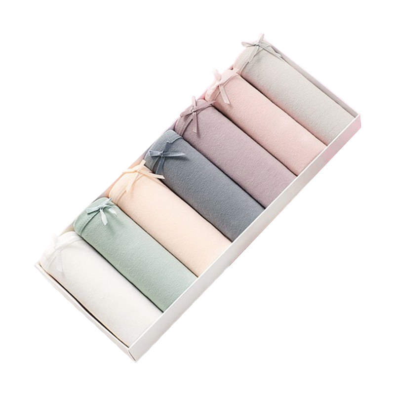 浪莎内裤7条纯棉3A抑菌底档简约中腰M号女士三角裤ET1030-7