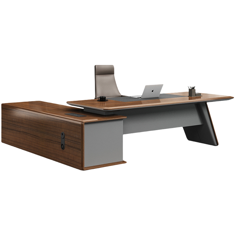 易企采 180*80CM单桌不含椅 办公桌烤漆贴实木皮老板主管经理办公桌办公室简约现代总裁桌大班台