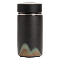 苏氏陶瓷(SUSHI CERAMICS)手绘釉画彩千里江山禅黑保温杯泡茶杯文创伴手礼套组