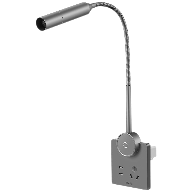 公牛(BULL)MH-A004H-CS星空灰可替换五孔插座床头护眼阅读灯10A五孔86插座USB墙灯壁灯卧室床头灯轻奢风