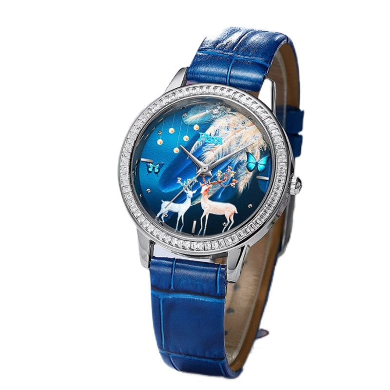 PIARA 国潮风3D浮雕“麋鹿”油画腕表